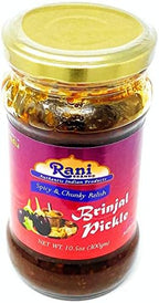 Rani Brinjal (Eggplant) Pickle Mild (Achar, Spicy Indian Relish) 10.5oz (300g) Glass Jar ~ Vegan | Gluten Free | NON-GMO | No Colors | Popular Indian Condiment, Indian Origin