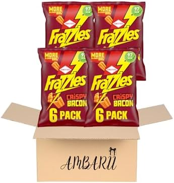 AMBARII Smith's Smiths Frazzles Crispy Bacon Flavour Corn Snacks Pack of 6 x 4