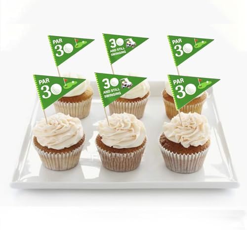 Rsstarxi 40 Pack Golf Toothpick Flags Cupcake Toppers Lets Partee Golf 30th Birthday Decorations for Man and Women 30 Birthday Golf Party Cake Decorations Favor