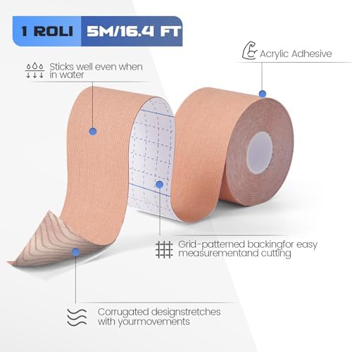 Kinesiology Tape (3 Rolls) - Acrylic Adhesive Muscle Tape - Waterproof, Breathable, Hypoallergenic - Ideal for Muscle Support & Injury Recovery - 2 Inches x 16 Feet (3 Colors)