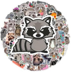 50Pcs Cute Raccoon Stickers for Kids Waterproof Cartoon Animal Stickers for Water Bottle Vinyl Sticker for Laptop Scrapbook Kids Classroom Party Favor(Raccoon)