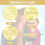 Father's Day Cupcake Toppers Mixed Set, 30pcs Gold Happy Father's Day Cake Topper Cake Party Art Fonts Decorations