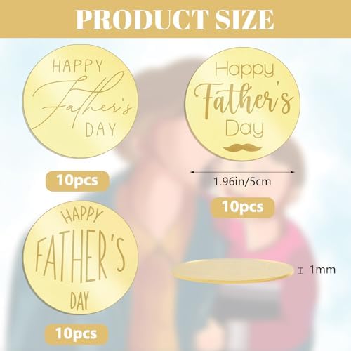 Father's Day Cupcake Toppers Mixed Set, 30pcs Gold Happy Father's Day Cake Topper Cake Party Art Fonts Decorations