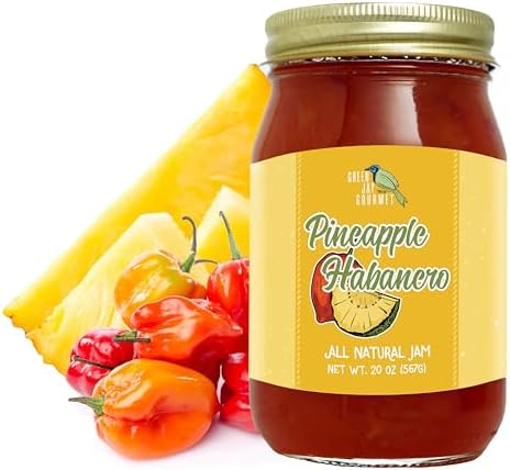 Green Jay Gourmet Pineapple Habanero Jam - All-Natural Pineapple Jam with Fresh Pineapple, Habanero Peppers & Lemon Juice - Vegan, Gluten-free Jam with No Preservatives - Made in USA - 20 Ounces