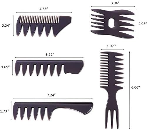 Styling Hair Comb Set Salon Barber Hairstylist Comb 5 Pack Professional Hair Brush Retro Hairdressing Hair Care Style Accessory Double-sided for Men Boy Gentleman