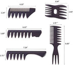 Styling Hair Comb Set Salon Barber Hairstylist Comb 5 Pack Professional Hair Brush Retro Hairdressing Hair Care Style Accessory Double-sided for Men Boy Gentleman