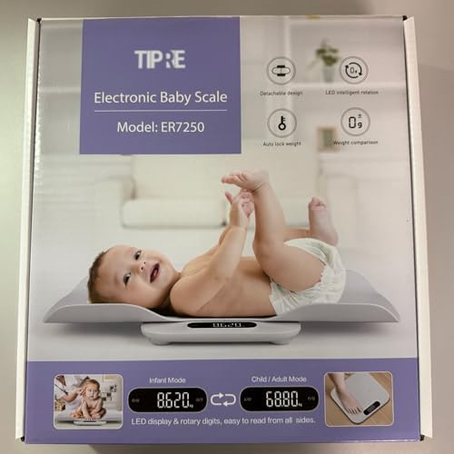 TIPRE Baby Weight Scale, Infant Scale with Detachable Tray, Pet Scale for Cat Dog, Multiple Weighing Scale for Toddler, Children, Pet and Adult Auto-Rotation LED Screen, Up to 400lb/180kg