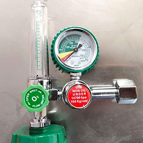 tegongse Oxygen Pressure Regulator, Oxygen Pressure Gas Regulator Inhaler, Pressure Reducer Oxygen Gauge Flow Meter Buoy Type Female Thread and Tube