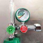 tegongse Oxygen Pressure Regulator, Oxygen Pressure Gas Regulator Inhaler, Pressure Reducer Oxygen Gauge Flow Meter Buoy Type Female Thread and Tube
