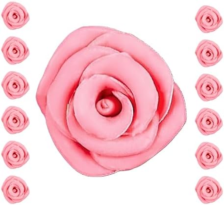 Confect Edible Rose Topper- French Rose Toppers – Pack of 12 Pink French Roses for Cakes, Cupcakes & Donuts – Vegan, Dairy-Free, Palm Oil-Free – Elegant Floral Decorations for Baking
