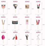 24PCS Makeup Cupcake Toppers - Makeup Cupcake Toppers for Girls Make-up Birthday Party Decorations Cosmetics Cake Toppers Make Up Party Supplies for Bridal Shower Cosmetics Party