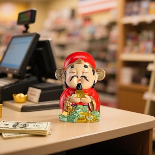 God of Wealth Statue,Feng Shui Money Decor,Chinese New Year CAI Shen Figurine 2026