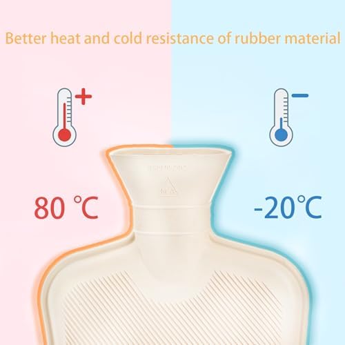 WUWEOT Set of 2 Hot Water Bottle with Soft Cover, 2 Liter Rubber Water Pad, Hot Compress Bag and Cold Therapy Bag for Headaches, Cramps, Arthritis, Back Pain, Sore Muscles, Pain Relief, Neck
