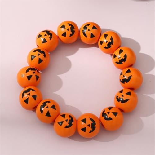 Cute Pumpkin Beaded Bracelets - Stretchable Halloween Accessory for Cosplay & Party Costume Jewelry