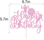Microphone Happy Birthday Cake Topper-Music Lover Birthday Decorations，Glitter Host Music Cake Decor Karaoke Musical Theme Girls Birthday Party Decoration Supplies