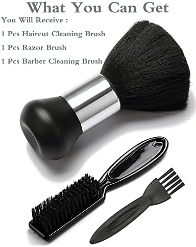 Barber Neck Duster Brush - Borogo Professional Barber Premium Hair Cutting Cleaning Hairbrush Styling Tool (Neck brush+Black brush)