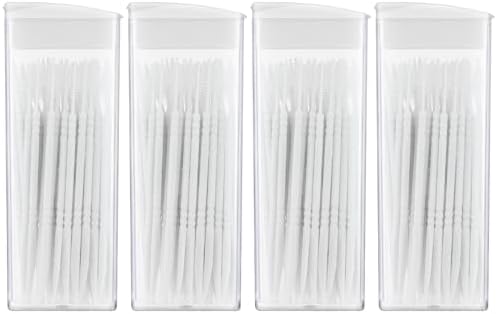 WLLHYF 200Pcs Double Head Plastic Dental Floss Interdental Brush 2-in-1 Disposable Plastic Dental Toothpicks Braces Cleaner Brush Oral Care Travel Teeth Stick (50pcs/Box)