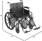 Drive Medical SSP220DDA-ELR Silver Sport 2 Full-Reclining Transport Wheelchair with Detachable Desk Arms and Swing-Away Elevating Leg Rest, Black