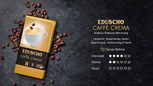 Eduscho Caffe Crema - Roasted Whole Coffee Beans - 1kg, yellow, black