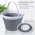 Collapsible Bucket 5L, 1.3 Gallon Foldable Portable Water Mop Bucket with Sturdy Handle, BPA-Free Plastic for Car Washing, Home Cleaning, Camping, Hiking, Fishing, Travel & Outdoor