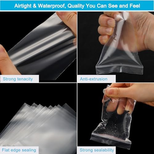 2''x 3'', (Pack of 100) Thick Clear Plastic Reclosable Zip Poly Bags with Resealable Lock Seal Zipper for Photo, Jewelry, Bakery, Treats, Travel, Storage, Packaging & Shipping