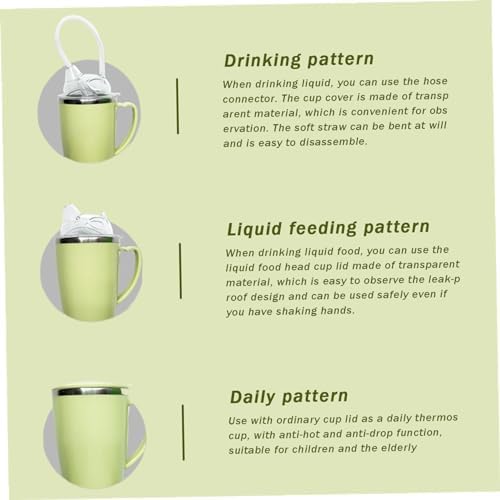 Adult Sippy Cup, Beakers for Elderly, 350ml Spill Proof Adult Sippy Cup with Straw, 3-in-1 Stainless Steel Dysphagia Cups with Handle for Elderly Disabled Patient Maternity, Dysphagia Cups