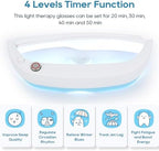 Light Therapy Glasses, Glasses Therapy Lamp Portable Daylight Lamp Natural Relief for Sleep Problems, Mood Disorders and Jet lag, Light Therapy Lamp Glasses Adjustable Brightness and Timer