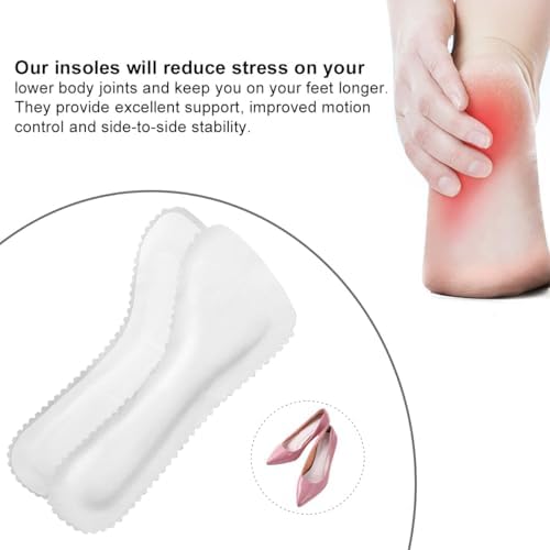 High Heel Cushion Insoles for Women 7.3" Self-Adhesive Non-Slip Shoe Pads White Breathable Sweat-Absorbing Inserts for Sandals Flats Warm-Weather Foot Comfort