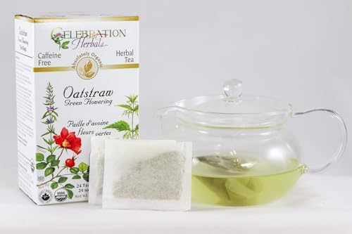 CELEBRATION HERBALS Organic Oatstraw Green Flowering Tea, 24 CT