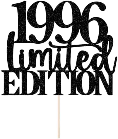 Limited EDITION 1996 cake topper 30th birthday happy birthday cake topper men and women cheer 30 years old handmade black glitter cake decoration (1996)