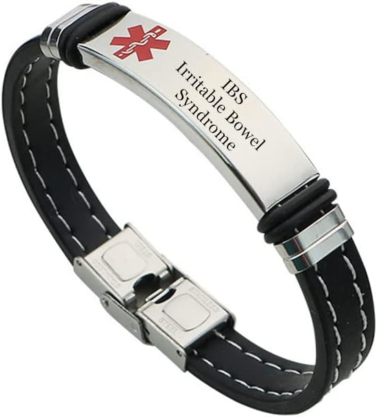 Stylish Silicone Medical Alert Bracelet, Personalized Disease Allergies Awareness Alarm Wristband for Emergency, Medical Identification Safety Bangle for Men Women, 8.26''