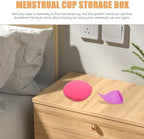 Storage Box Portable Holder Compact Travel Case for Feminine Care Reusable Case with 2-Pack Small Silicone Cups Carrying Organizer