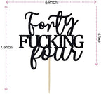 Forty Fucking Four Cake Topper - Happy 44th Birthday Cake Decor - Cheers to 44 Years Birthday Party Decorations Supplies, Black Glitter
