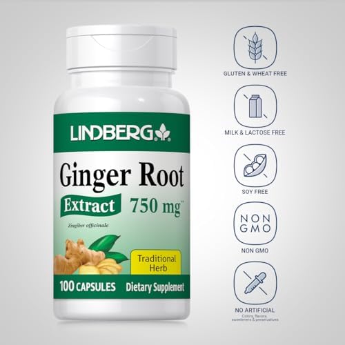 Lindberg Ginger Root Capsules | 100 Count | Non-GMO, Gluten Free Supplement