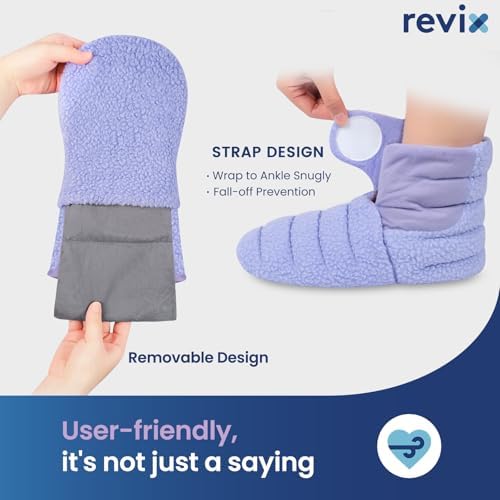 REVIX Microwavable Heating Mittens and Booties, Microwavable Feet Warmers and Reusable Hand Muff for Hand and Fingers, Foot Warmer for Women & Men, Cold Hands and Feet Relief, Purple S, Set of 2