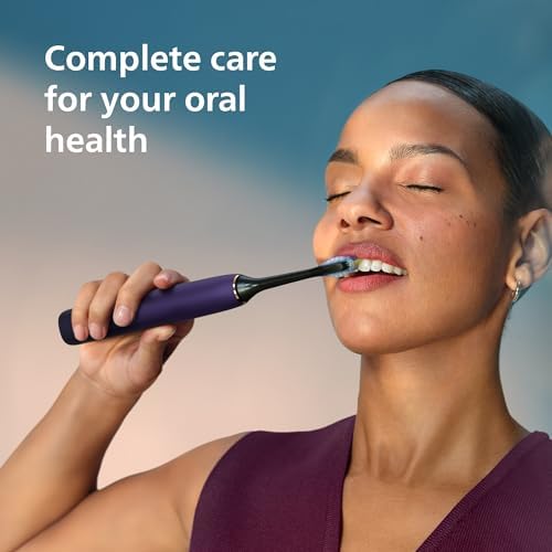 Philips Sonicare DiamondClean 9000 Electric Toothbrush - Sonic Toothbrush with App, Pressure Sensor, 12 Brushing Settings, Replacement Reminder, Charging Stand, Travel Case, Amethyst, HX9911/91