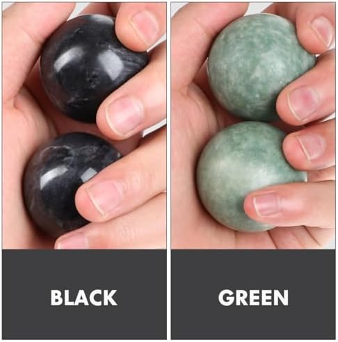 Healifty Baoding Balls Pack of 4-1.4 inch Chinese Balls for Hand, No Chime Chinese Health Exercise Massage Balls (Green,Black)