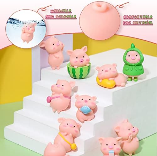 Leitee 19 Pcs Pig Mini Figurines Bird Dog Cat Figure Animal Set Cute Figurine Pig Cake Toppers for Home Desk Birthday Party Decorations(Classic)