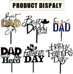 6 Pcs Happy Father's Day Cake Topper, Acrylic Dad Cupcake Topper Picks Happy Father's Day Letter Cake Topper for Dad Birthday Father's Day Party Cake Desserts Decoration Supplies (Black)
