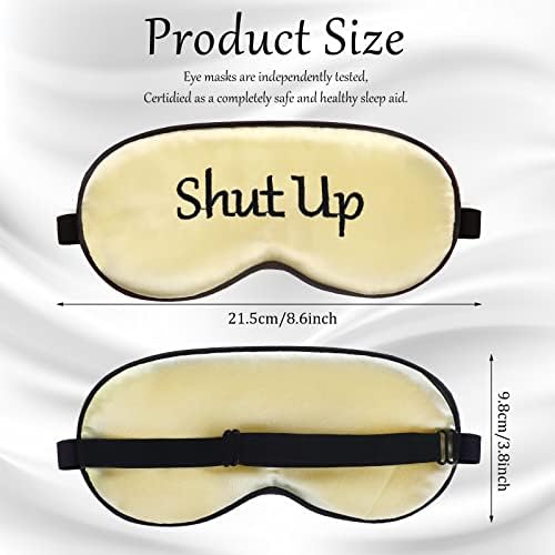 Geyoga 4 Pieces Funny Eye Mask for Sleep Soft Satin Blackout Blindfold with Adjustable Strap Silk Eye Cover for Women Men Travel, Nap, Meditation (Purple, Yellow, Light Blue, Pink)