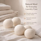 Wool Dryer Balls 6 Pack, 100% New Zealand Wool, Reusable Dryer Balls for Laundry, Natural Fabric Softener, Helps Reduce Drying Time, Wrinkles & Static Cling, 2.6 Inch