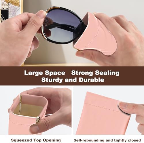 2Pcs Sunglass Eyeglass Glasses Case Soft PU Leather with Cleaning Cloth Portable Glasses Pouch Bag for Men Women