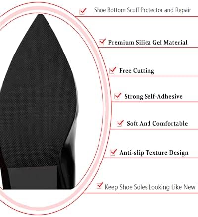 Black Shoe Sole Protector,Anti Slip Shoe Grips on Bottom of Shoes - Bottom Protector - Sole Guard - Non-Slip Shoe Pads for High Heels (6"x4",Black-2Pairs)