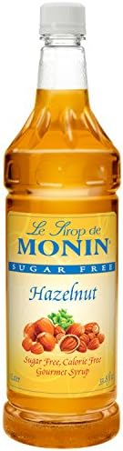 Monin Sugar Free Hazelnut Syrup 1 Liter, Pack of 4