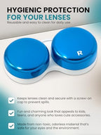 SPORTS WORLD VISION 3pcs OptiCool Contact Lens Cases - Metallic Design Contact Lenses Case Box - Cute Screw Top Contact Solution Holder Same Style Per Order