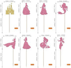 Rsstarxi 24 Pack Glitter Mermaid Theme Birthday Cupcake Toppers Princess Castle Girl Birthday Cupcake Toothpicks for Princess Mermaid Theme Baby Shower Birthday Party Cake Decorations Pink