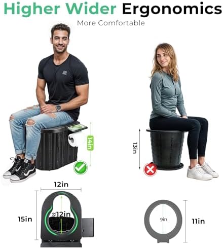 Sckee Camping Toilet, Portable Toilet for Adults, Portable Travel Folding Toilet with Lid and Paper Holder, Compact Potty for Car, Camp Toilet Portable Toilet for Camping, Hiking,Truck, RV, Beach