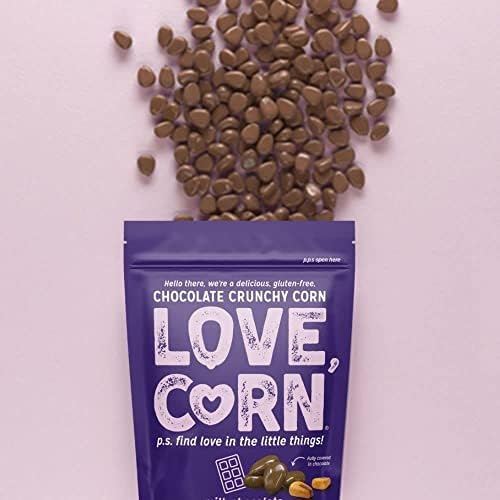 LOVE CORN: Milk Chocolate & Sea Salt | Chocolate Crunchy Corn - Delicious - Gluten-Free - Box of 6 bags, 90g each