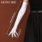 THARAHT Women Long Gloves with Satin Elbow Length for 1920s Opera Tea Party Costumes Bridal Evening Dress