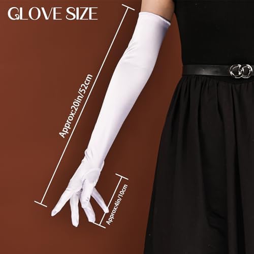 THARAHT Women Long Gloves with Satin Elbow Length for 1920s Opera Tea Party Costumes Bridal Evening Dress